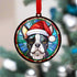 Boston Terrier in Santa Hat Suncatcher Decoration